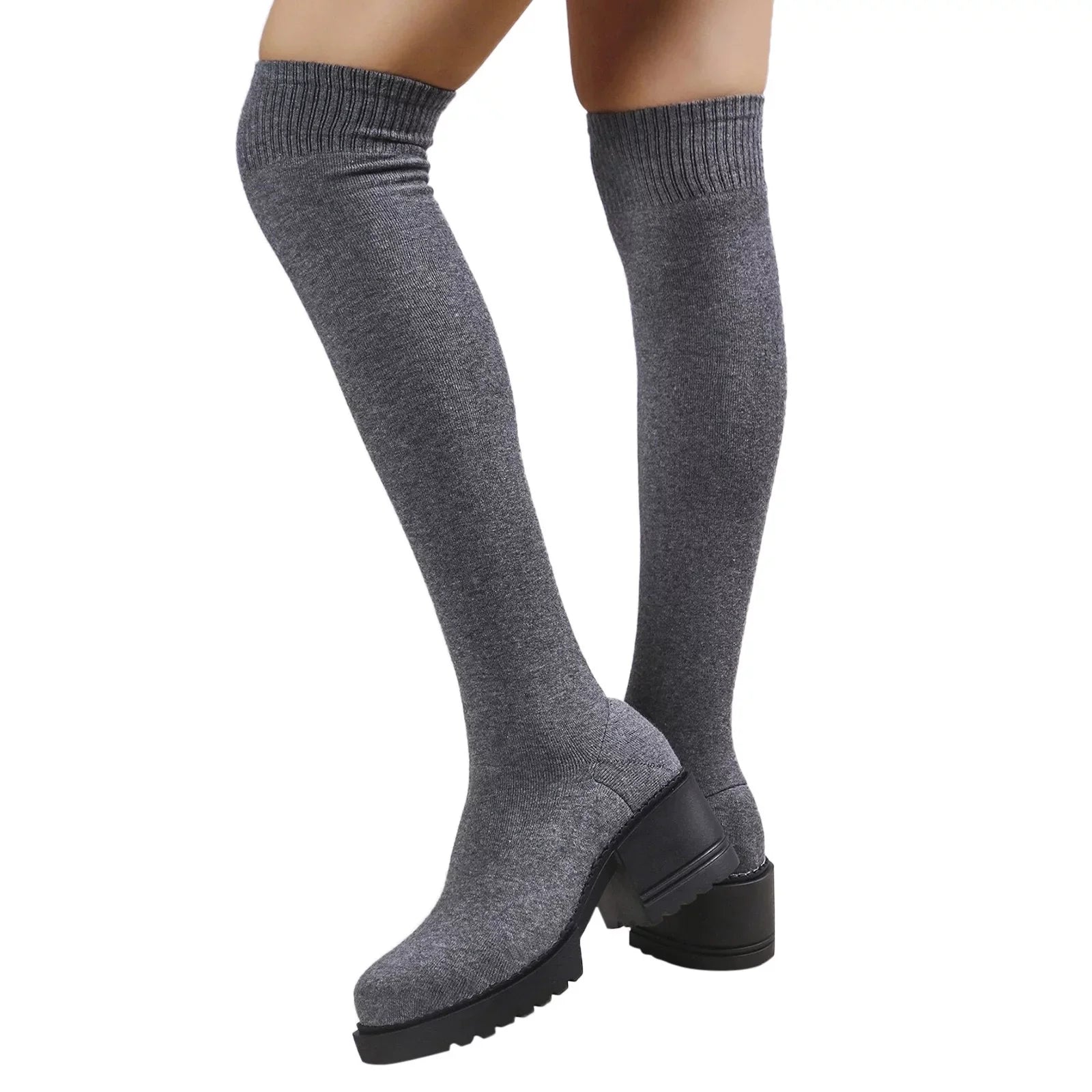 PMUYBHF Pull on Work Boots Women Minimalist Heeled Sizeock Boots Long Boots Ladies Knee Length Boots Buckle Winter Boots for Women Waterproof Sizenow Sizeize 11