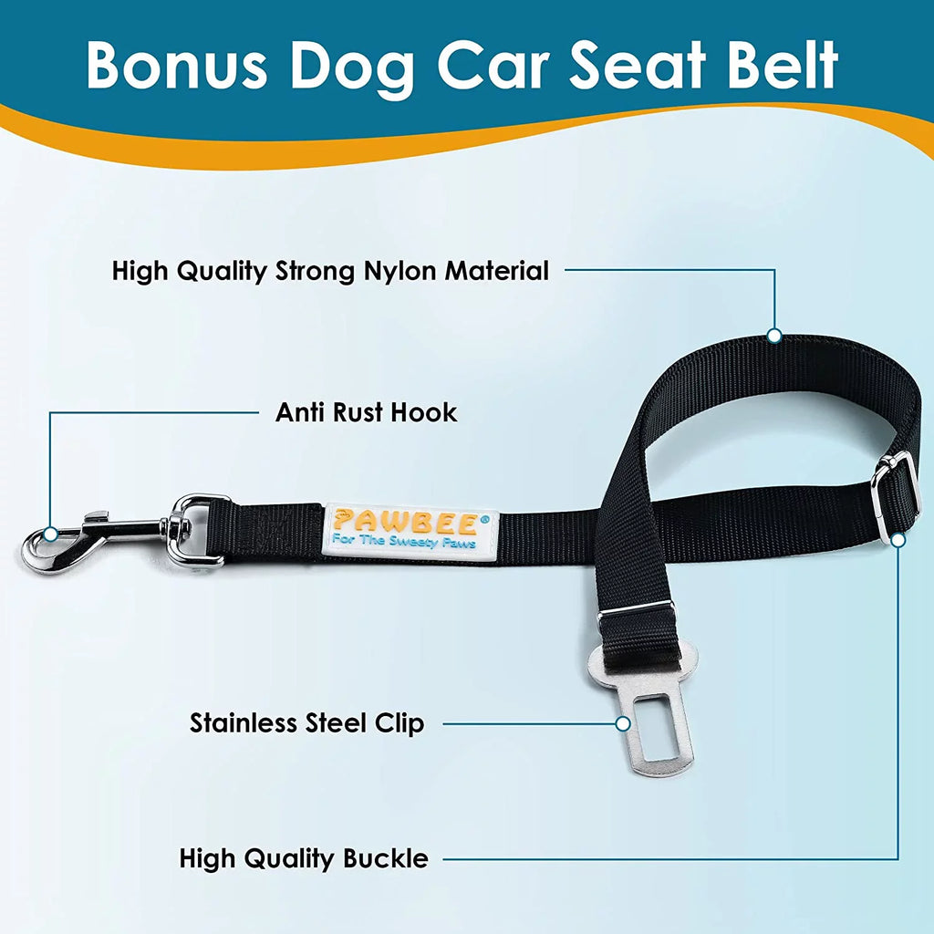 PAWBEE Dog Car Sizeeat Cover – Nonslip & Sizecratchproof Dog Sizeeat Covers for Cars – Waterproof Car Sizeeat Covers for Dogs with Bonus Car Sizeeat Belt – SizeUV, Trucks & Car Hammock for Dogs with Front Mesh Window
