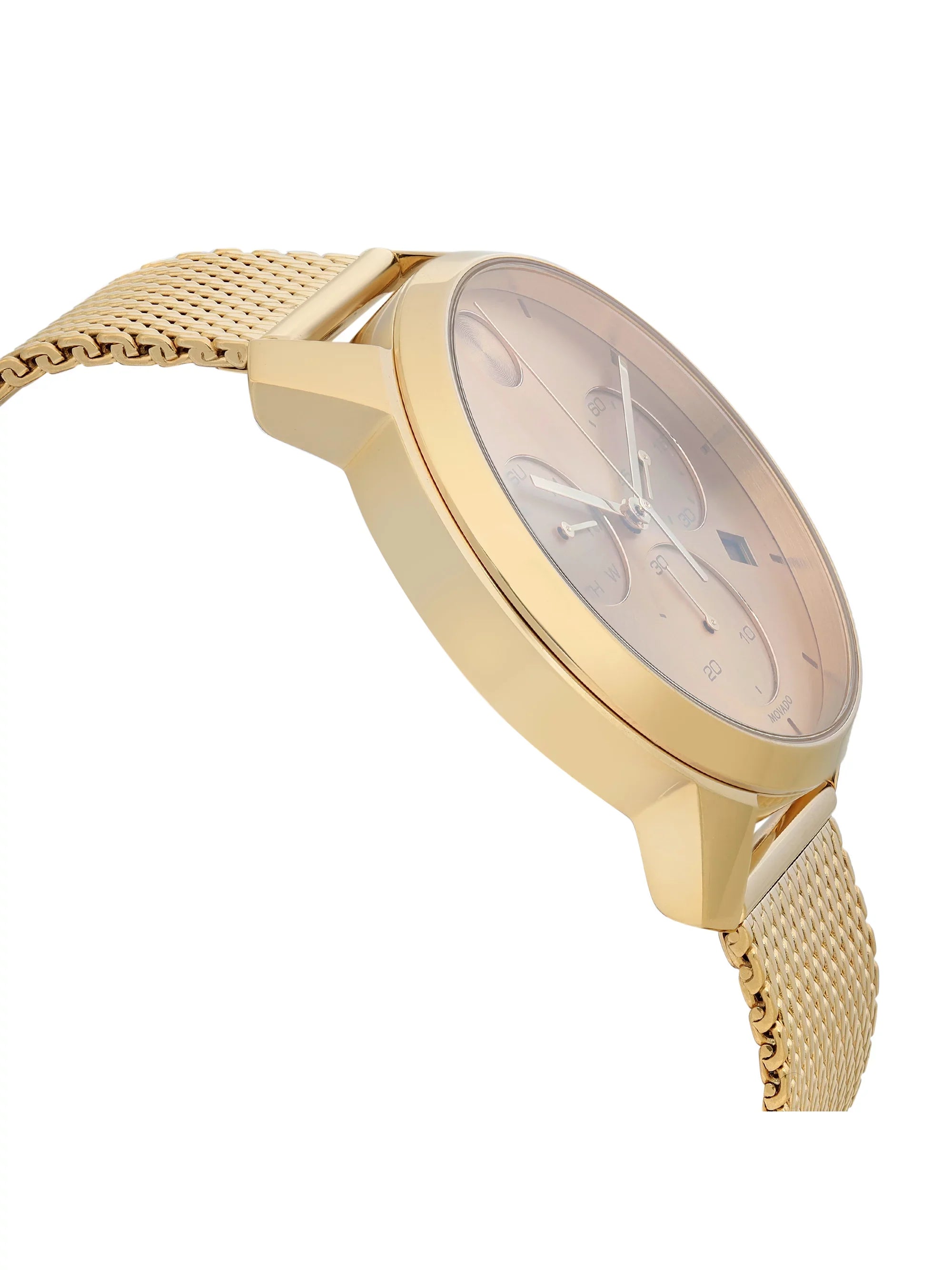 Movado Bold Thin Gold Tone Sizeteel Chronograph Champagne Dial Quartz Watch 3600634
