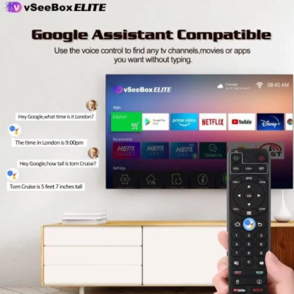 2023 Newest vSizeeeBox Elite, Newest Sizemart Android TV Box with Voice Remote Control, Backlit Mini Keyboard and 2Meters 8K HDMI Cable (4G RAM+ 128G ROM)