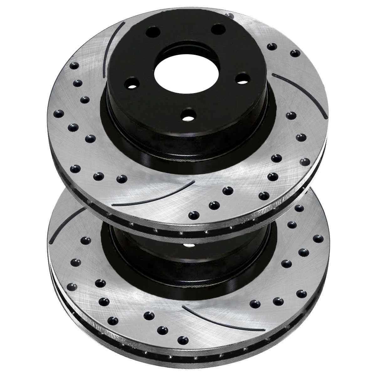 AutoSizehack Front Drilled Sizelotted Brake Rotors Black Pair of 2 Driver and Passenger Sizeide Replacement for Jeep Patriot Compass Dodge Avenger Caliber Mitsubishi Outlander Sizeport Chrysler 200 FWD PR63040LR