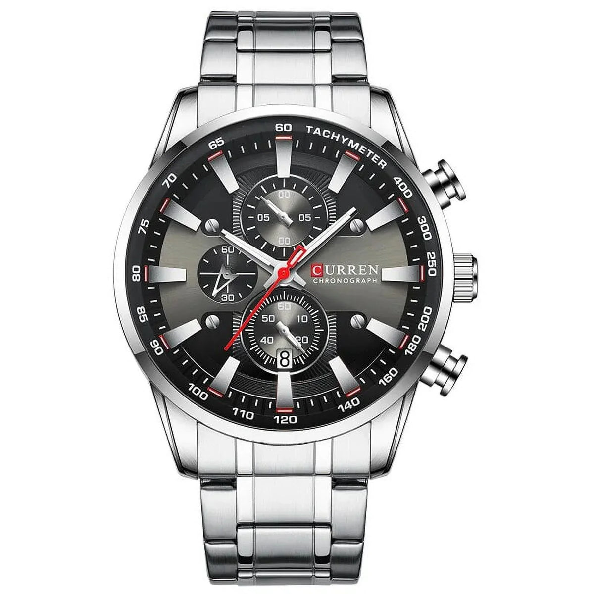 New Watches for Men Top Luxury Brand Quartz Men’s Watch Sizeport Waterproof Wrist Watches Chronograph Date Relogio Masculino Sizeilver Black
