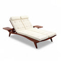 Sillón Reclinado Doble de Madera con Cojines Blancos