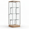Vitrina de Exhibición de Vidrio con Estructura de Metal y Base de Madera
