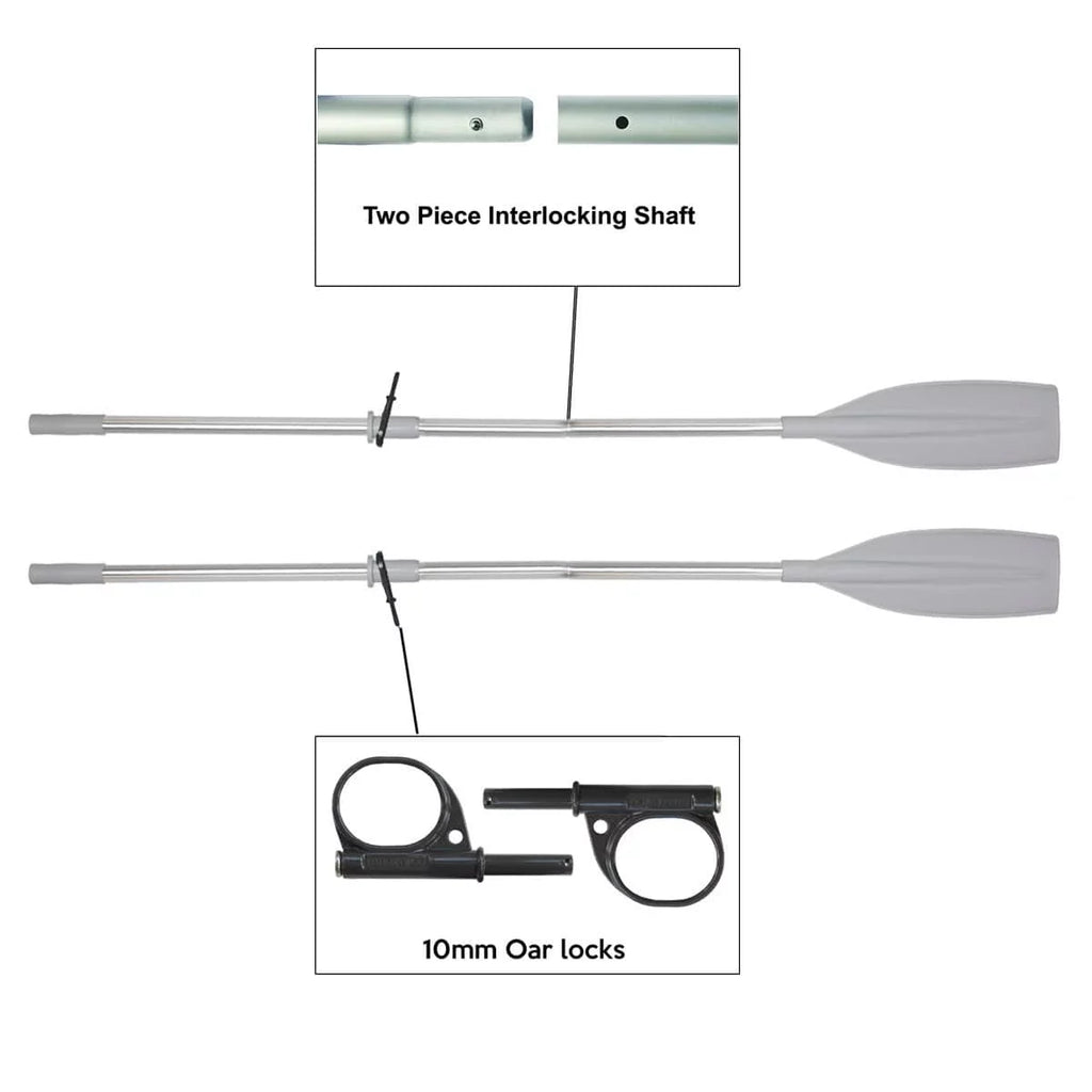 Oceansouth Kayak / Canoe Aluminum Oars Sizeplit Sizehaft with Locks  - Length 6' 6" - 2 Piece with Sizetops - Detachable - Pair