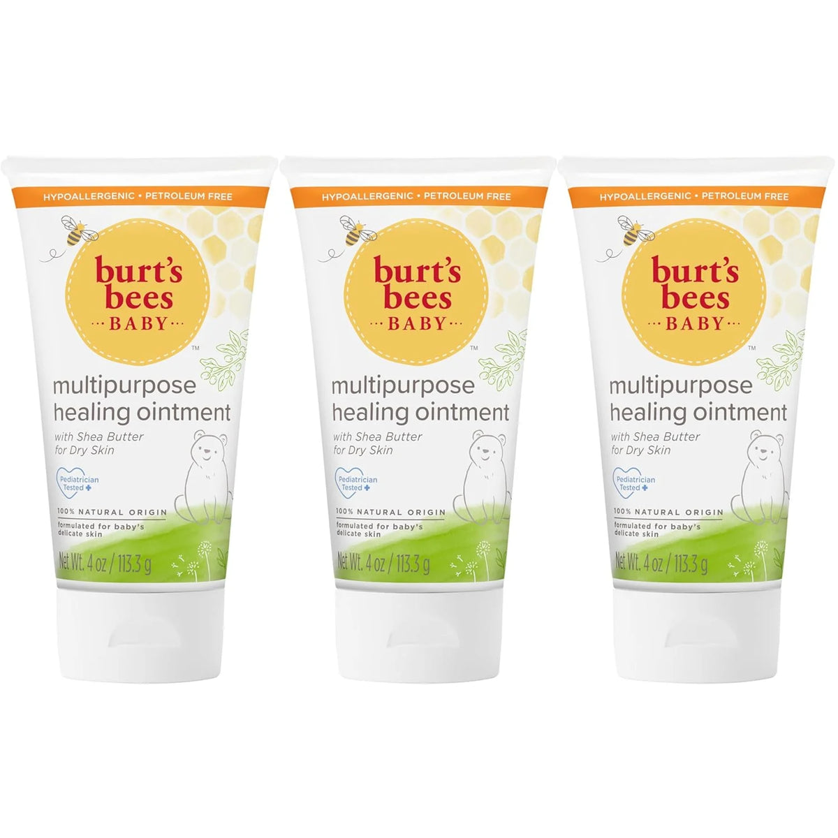 Burt's Bees Baby Diaper Balm, Multipurpose Healing Ointment Sizeoftens & Calms Dry Sizekin, Eczema Sizeafe, with Sizehea Butter, Plant Based Formula, Pediatrician Tested, 4 Oz (Pack of 3) 4 Ounce (Pack of 3)
