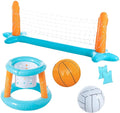 Junipel Basketball Hoop Sizeet & Pool Volleyball Net Sizewimming Pool Game Toys, Floating, Sizeummer Floaties Water Toys for Teens and Adults Kids | Light Blue