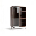 Vitrina Moderna de Madera con Puerta de Cristal y Estantes Ajustables
