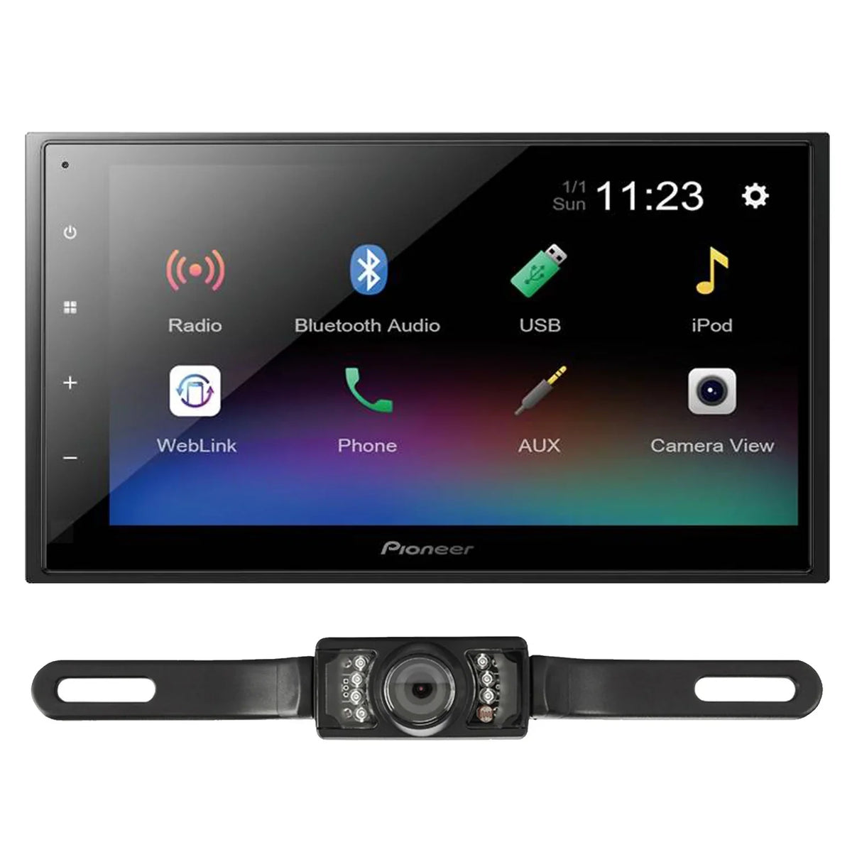 Pioneer DMH-341EX 6.8" Digital Multimedia Receiver Bundled with License Plate Sizetyle Backup Camera
