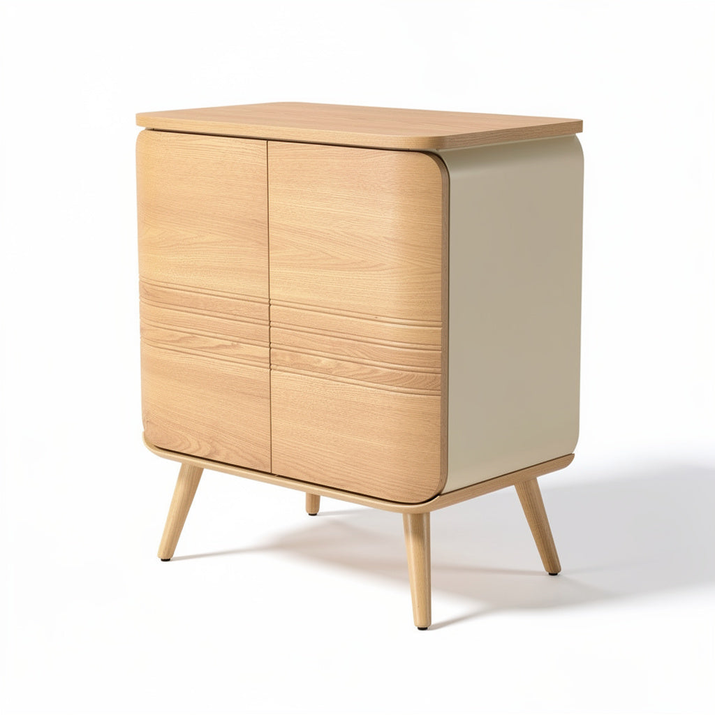 Armario Moderno de Madera con Acabado Beige y Patas Altas