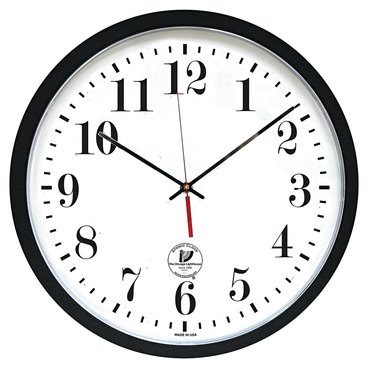 Chicago Lighthouse 67403302 Black ATOMIC Contemporary Clock
