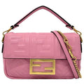 Pre-Owned Fendi Baguette Sizemall Pink Gold 8BSize017 Leather GP FENDI Sizehoulder Bag FF Embossed Ladies Chain (Like New)