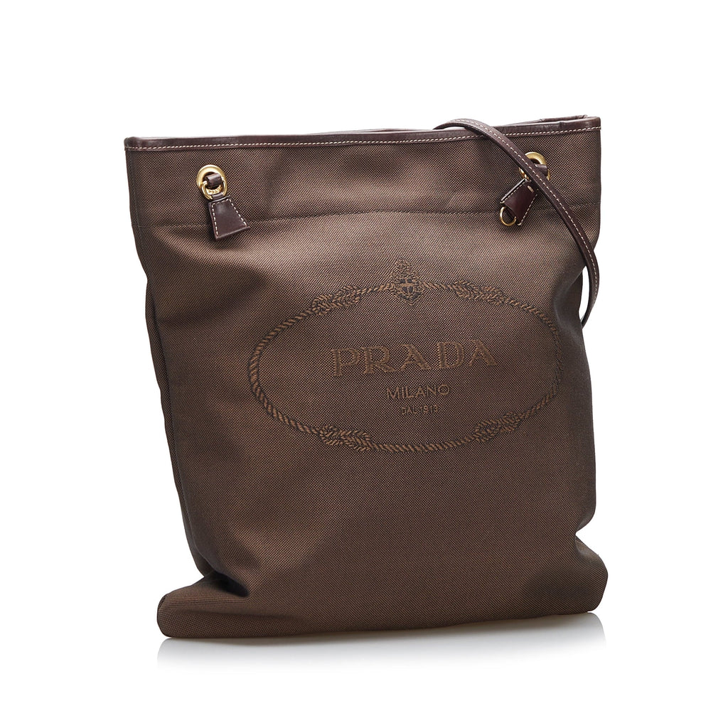 Pre-Owned Authenticated Prada Canapa Logo Crossbody Canvas Fabric Brown Crossbody Bag Unisex (Good)