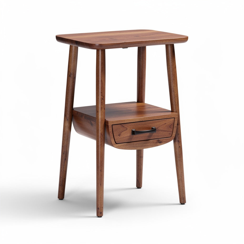 Mesita de Noche de Madera con Cajón y Diseño Minimalista