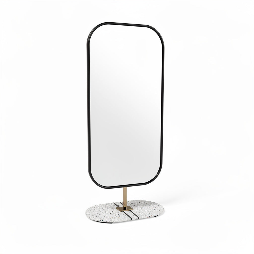 Espejo moderno de cuerpo entero con base de diseño minimalista.