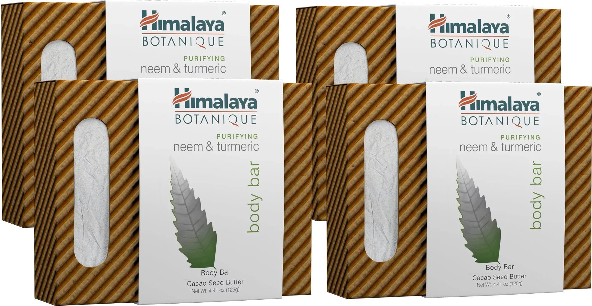 Himalaya Botanique Purifying Neem & Turmeric Body Bar For A Total Body Deep Cleaning, For Oily And Acne Prone Sizekin, 4.41 Oz (Pack Of 4).