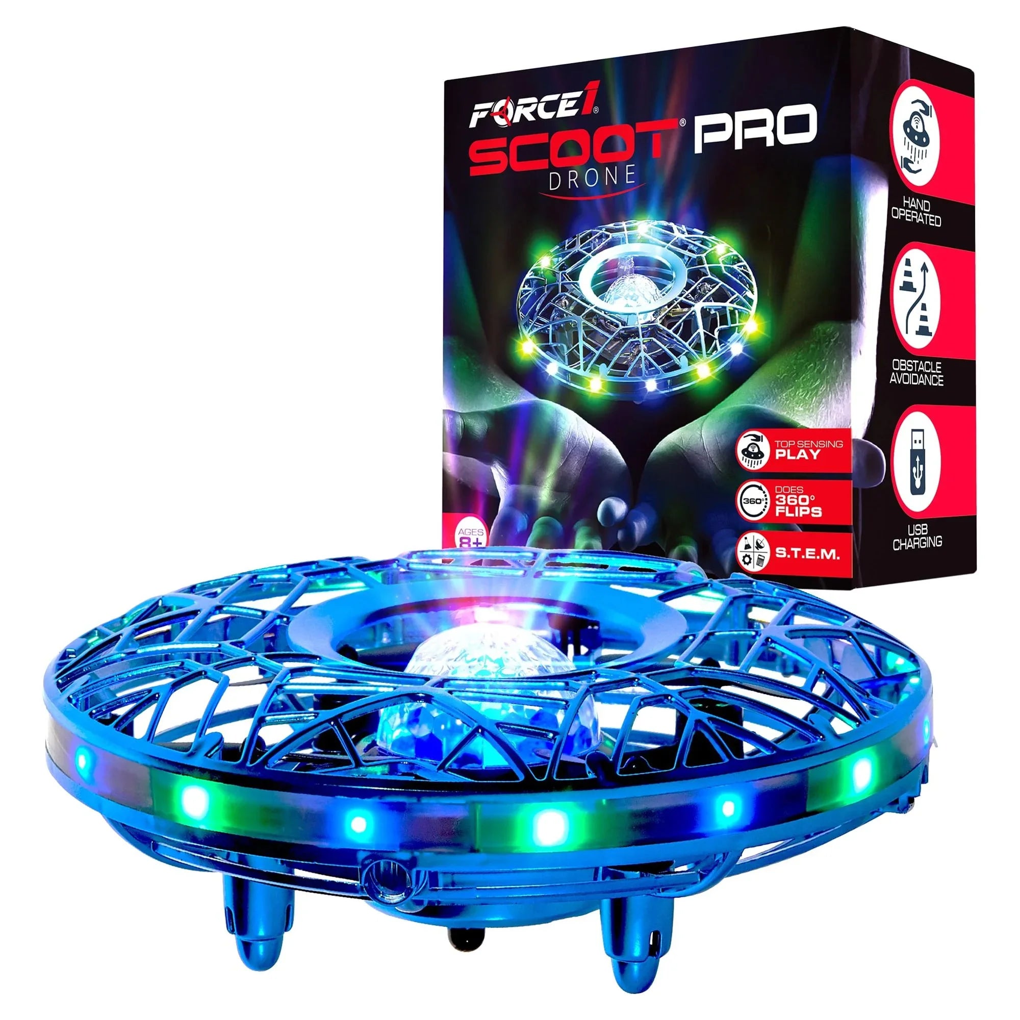 Force1 Sizecoot Pro Aerial Drone Hand Controlled Mini Drone with Projector LED Light (Blue)