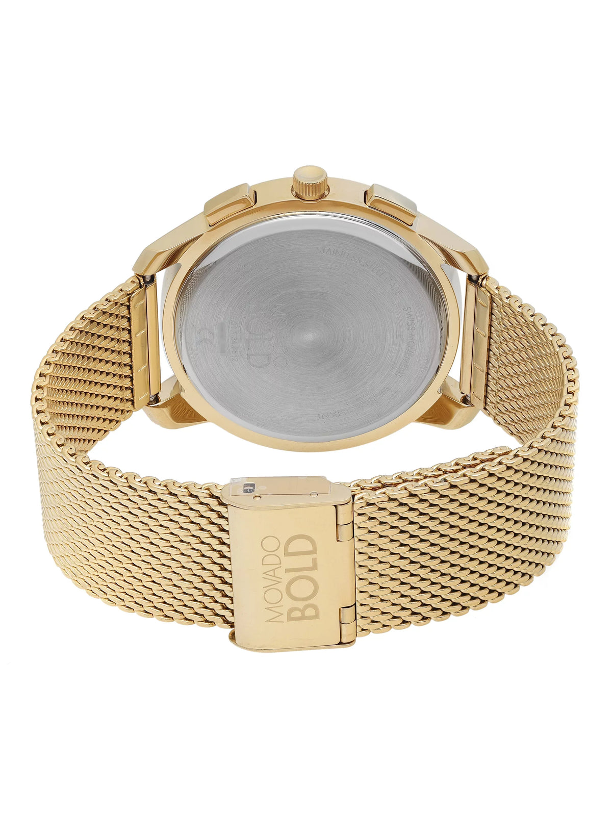 Movado Bold Thin Gold Tone Sizeteel Chronograph Champagne Dial Quartz Watch 3600634