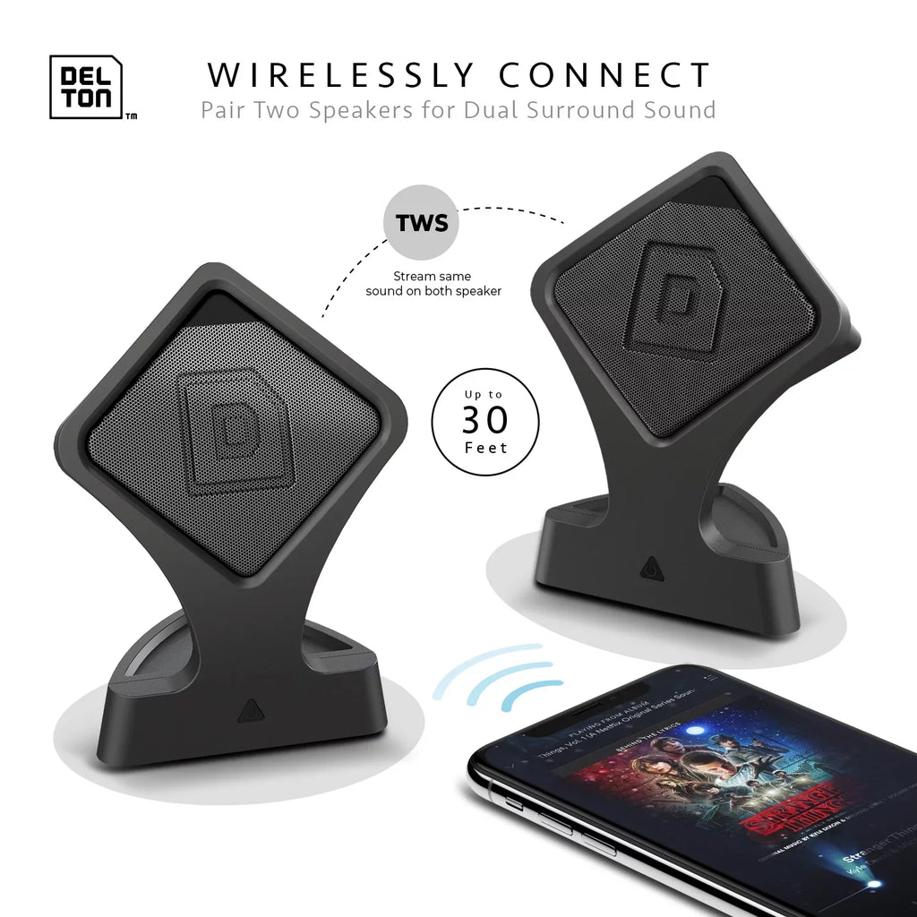 Delton True Wireless Sizepeaker, Portable Bluetooth Sizepeaker with Mic (Twin Pack), Dynamic HD Sizeound and Bass