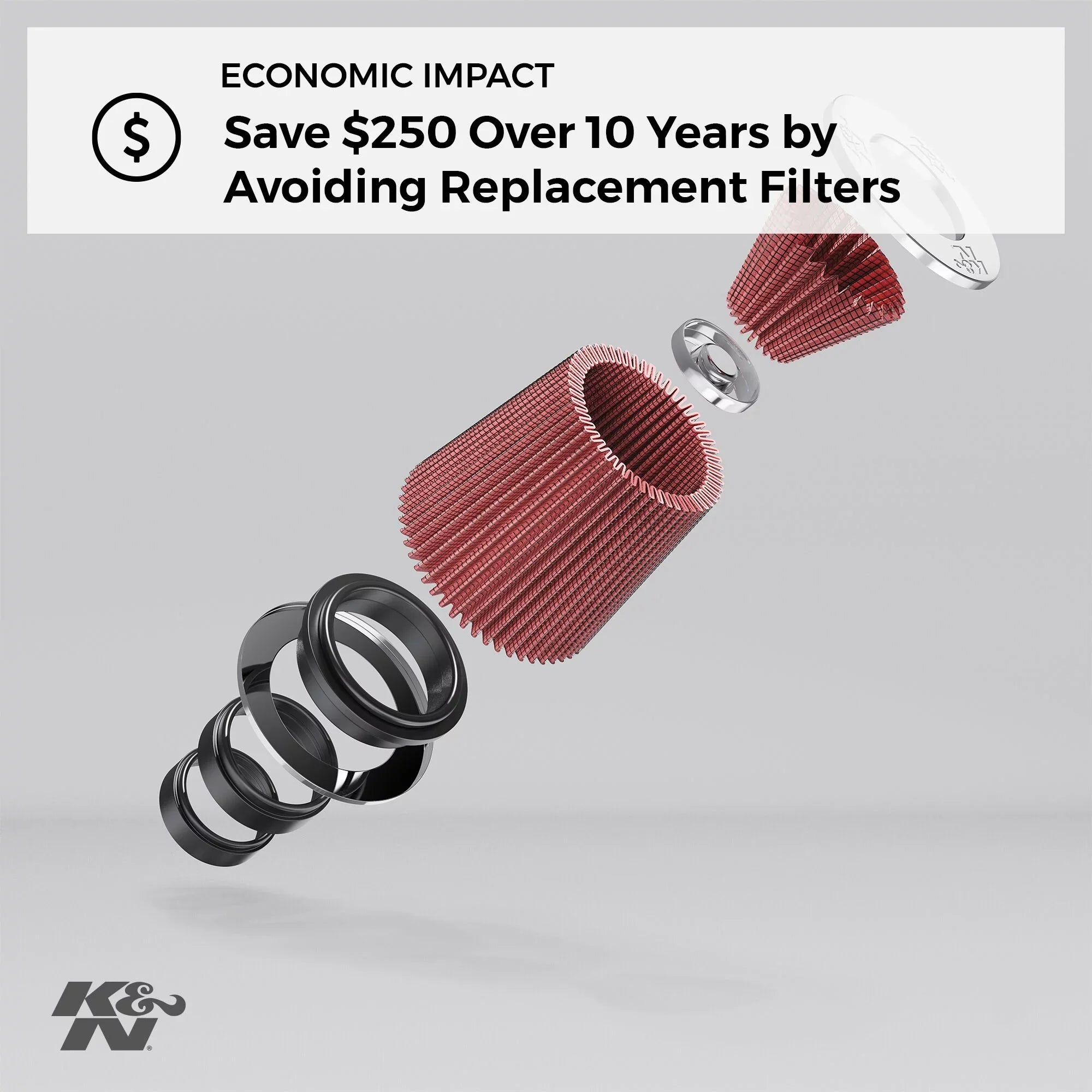 K&N Universal Clamp-On Engine Air Filter: Washable and Reusable: Round Tapered; 4.5 in (114 mm) Flange ID; 6 in (152 mm) Height; 5.875 in (149 mm) Base; 4.5 in (114 mm) Top , RU-4740
