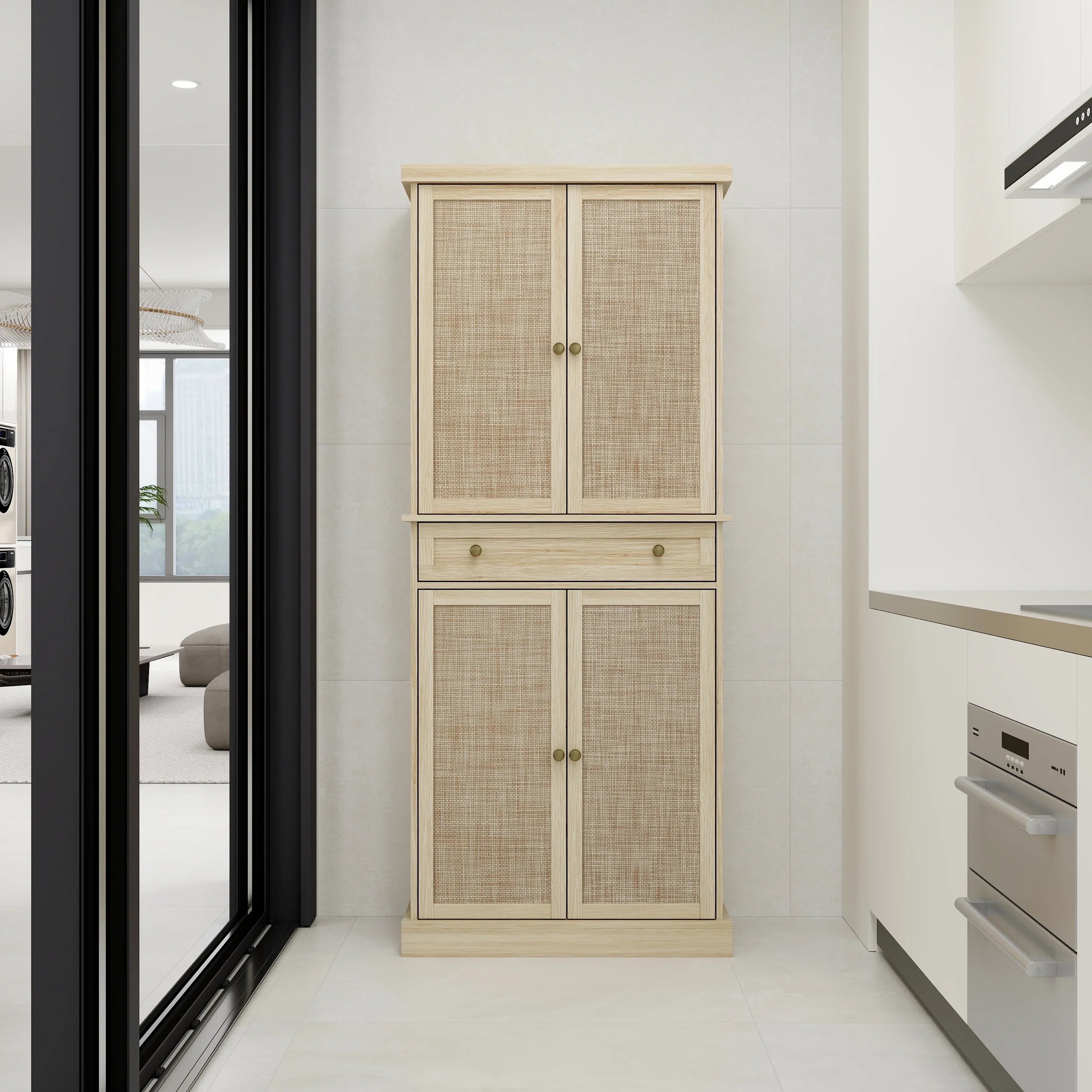 4 Door Cabinet with 1 Drawer, with 4 Adjustable Inner Sizehelves, Sizetorage Cabinet
