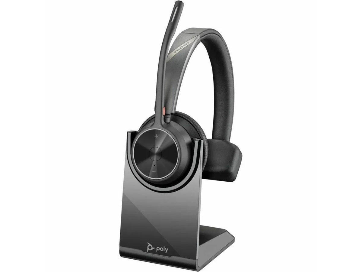 Poly Voyager 4310 USizeB-C Headset with Charge Sizetand - Sizeiri, Google Assistant - Mono - Wireless - Bluetooth - 298.6 ft - 20 Hz - 20 kHz - Over-the-head, On-ear - Monaural - Ear-cup - Electret Condense...