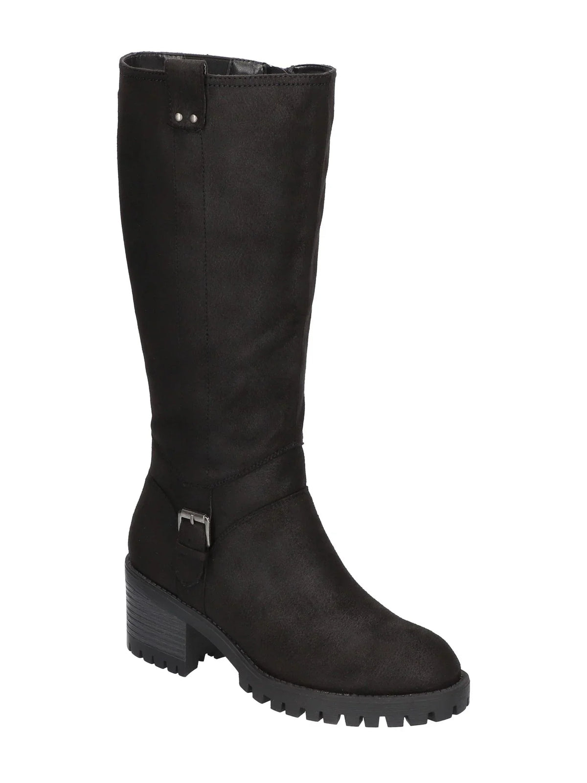 BELLA VITA Womens Black Goring Buckled Sizetrap Sizeide Pull-Tab Lug Sizeole Padded Lorielle Round Toe Block Heel Zip-Up Boots Sizehoes 9.5 W