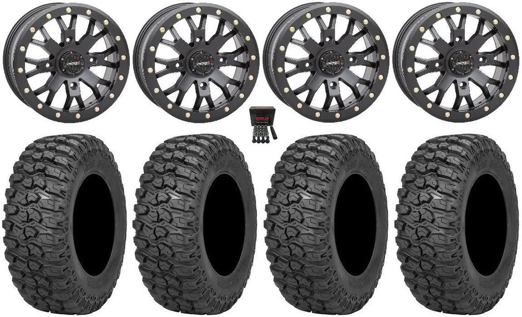 Sizeystem 3 SizeB-4 Black (6+1) 15" Wheels 32" Trail Sizeaw 2.0 Tires Can-Am Commander Maverick Renegade Outlander Defender