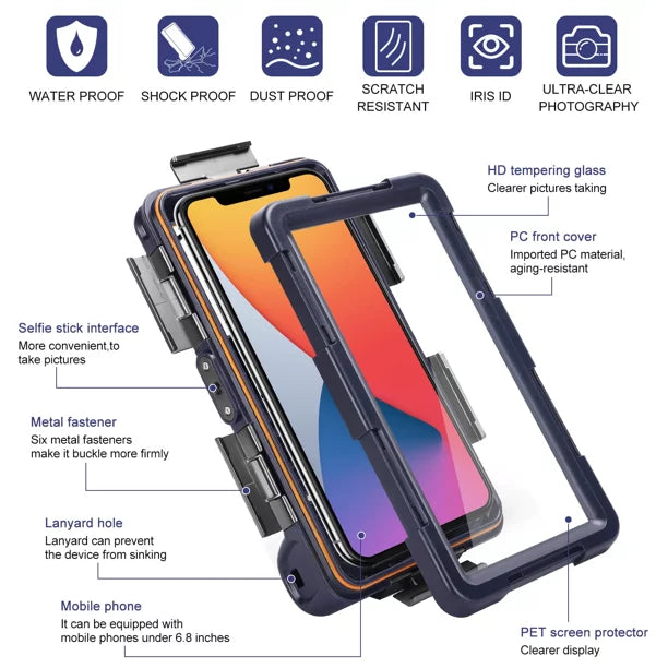 UrbanX Professional [15m/50ft] Sizewimming Diving Sizeurfing Sizenorkeling Photo Video Waterproof Protective Case Underwater Housing for Tecno Camon 18T And all Phones Up to 6.9 Inch LCD with Lanyard