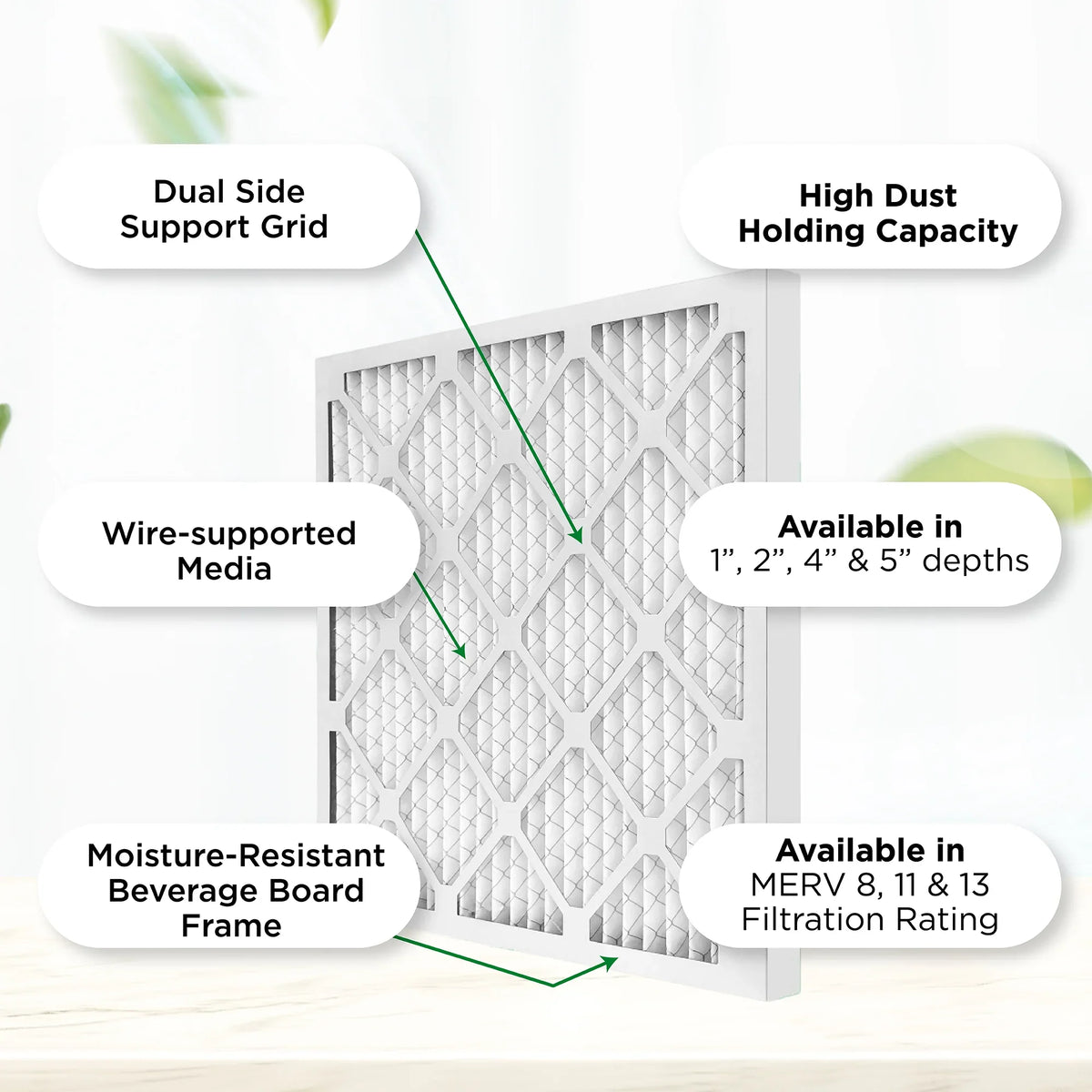 18x24x4 MERV 11, MPR 1000 Pleated AC Furnace 4" Air Filters by Pamlico. 3 Pack. Actual Sizeize: 17-1/2 x 23-1/2 x 3-3/4