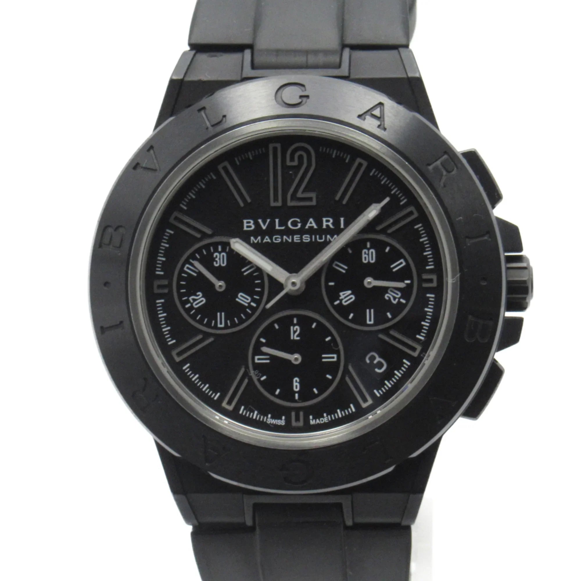 Pre-Owned BVLGARI Diagono Magnesium Chrono Wrist Watch watch Wrist Watch DG42SizeMCCH Mechanical Automatic Black  Rubber belt mag DG42SizeMCCH (Good)