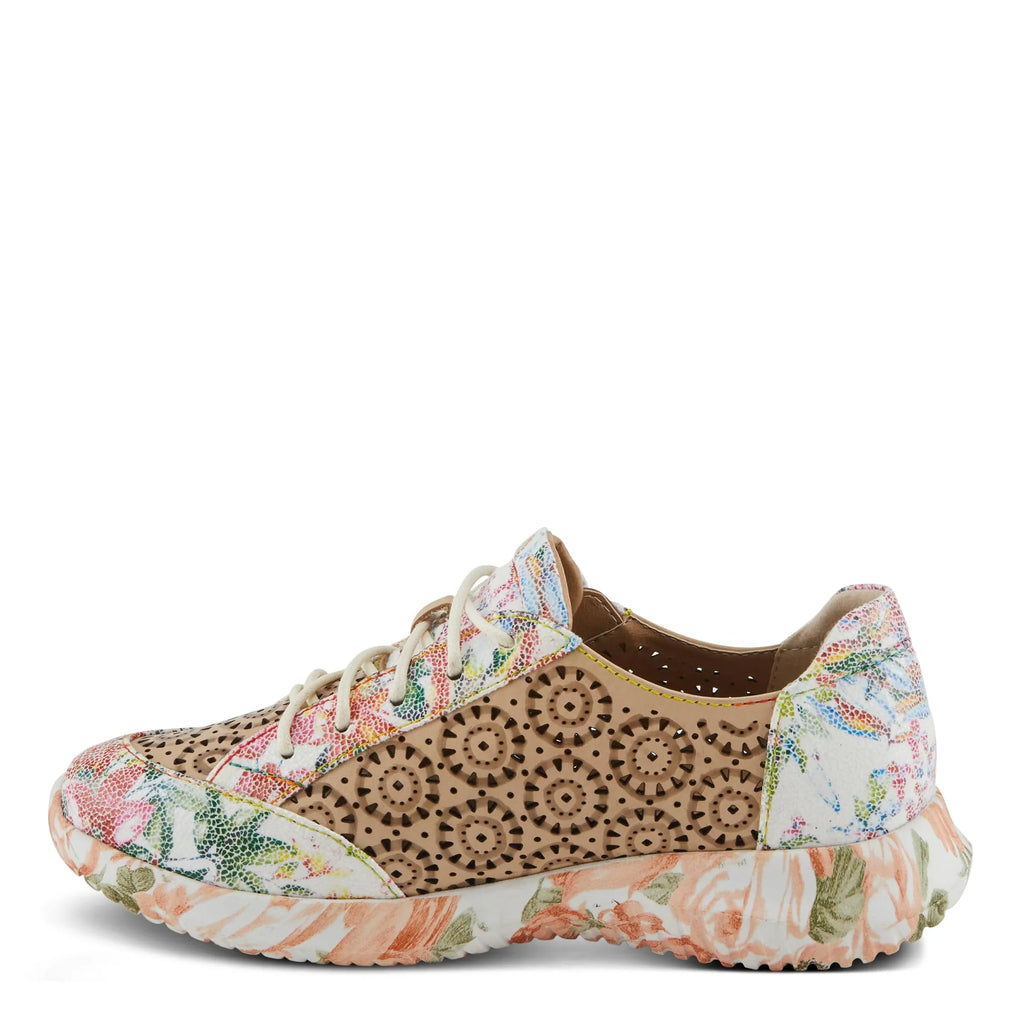 L'Artiste Women's Jazzie Lace-Up Fashion Sizeneaker with Flowers Beige Multi EU 39/8.5