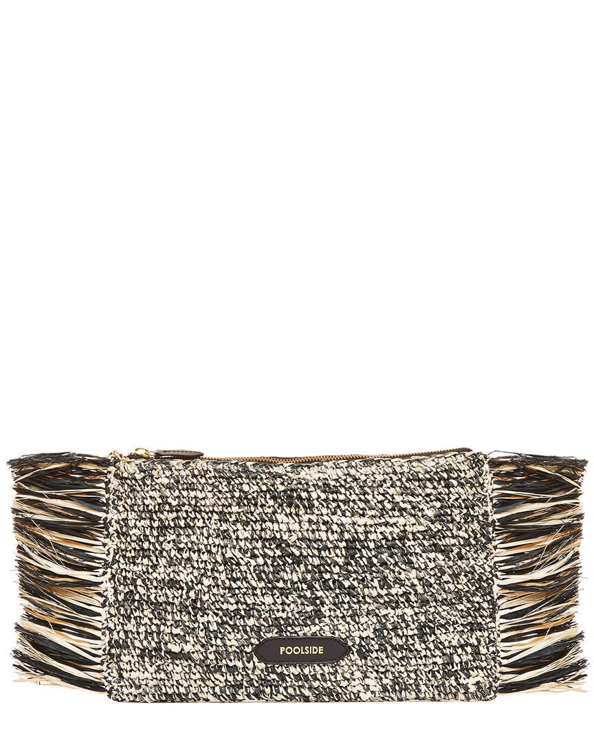 POOLSizeIDE Tropical Fringe Raffia Clutch, Black