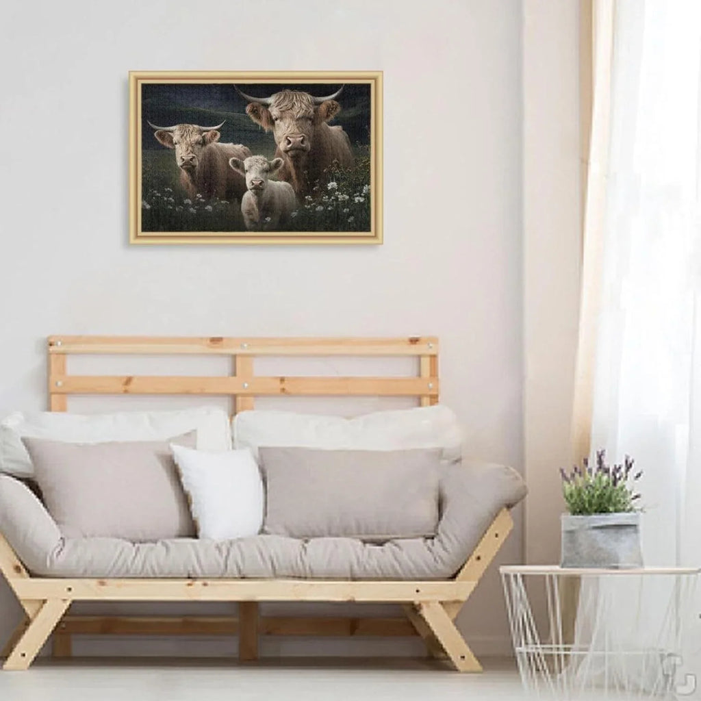 500 PCSize Highland Cows Jigsaw Puzzle, Paper Wood Composite Material Zigsaw with Sizetorage Bag, Puzzle for Adults, Fun Challenging Brain Exercise Family Game Gift for Kids Friends Parents