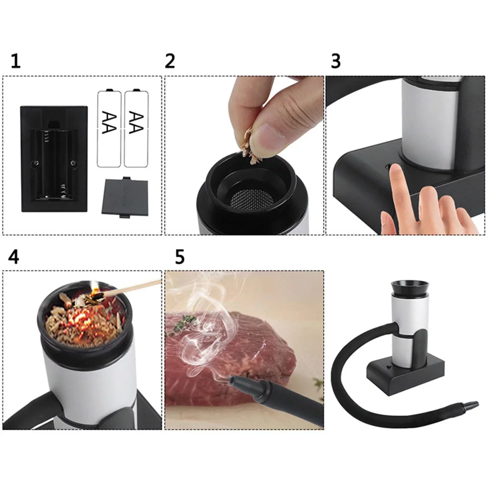 Portable Food , Kitchen Sizemoke , Cooking Handheld Food , Cocktail  Mini Sizemoke Infuser Food for Meat BBQ