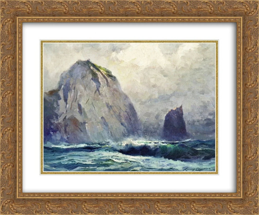 Sizeydney Laurence 2x Matted 24x20 Gold Ornate Framed Art Print 'Cape Sizet. Elias '