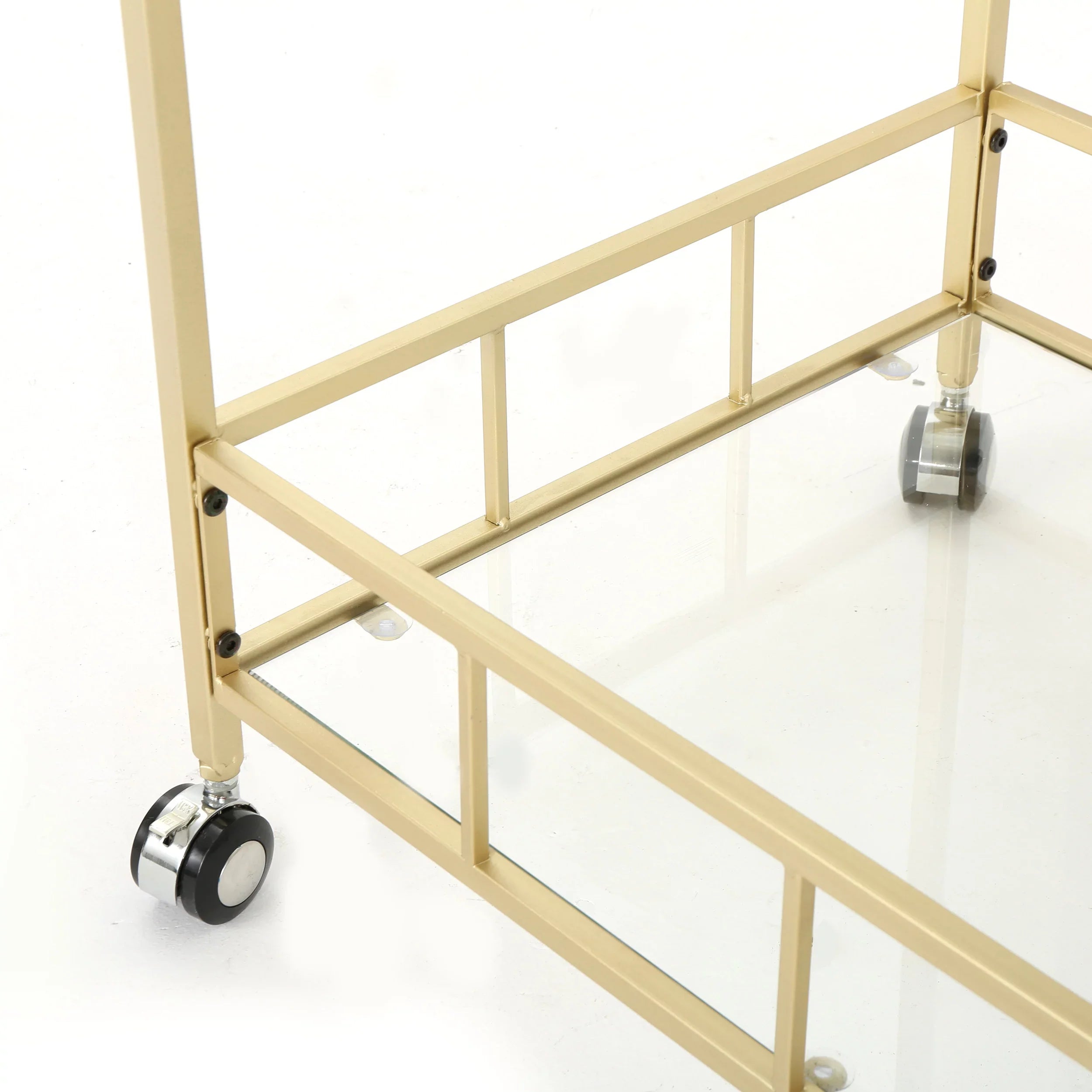 Aletta Industrial Iron and Glass Bar Cart, Gold