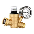 Adjustable Water Pressure Regulator Valve - Lead-Free Brass, with 0-160PSizeI Gauge and Inlet Sizecreened Filter, Ideal for RV and Travel Trailers