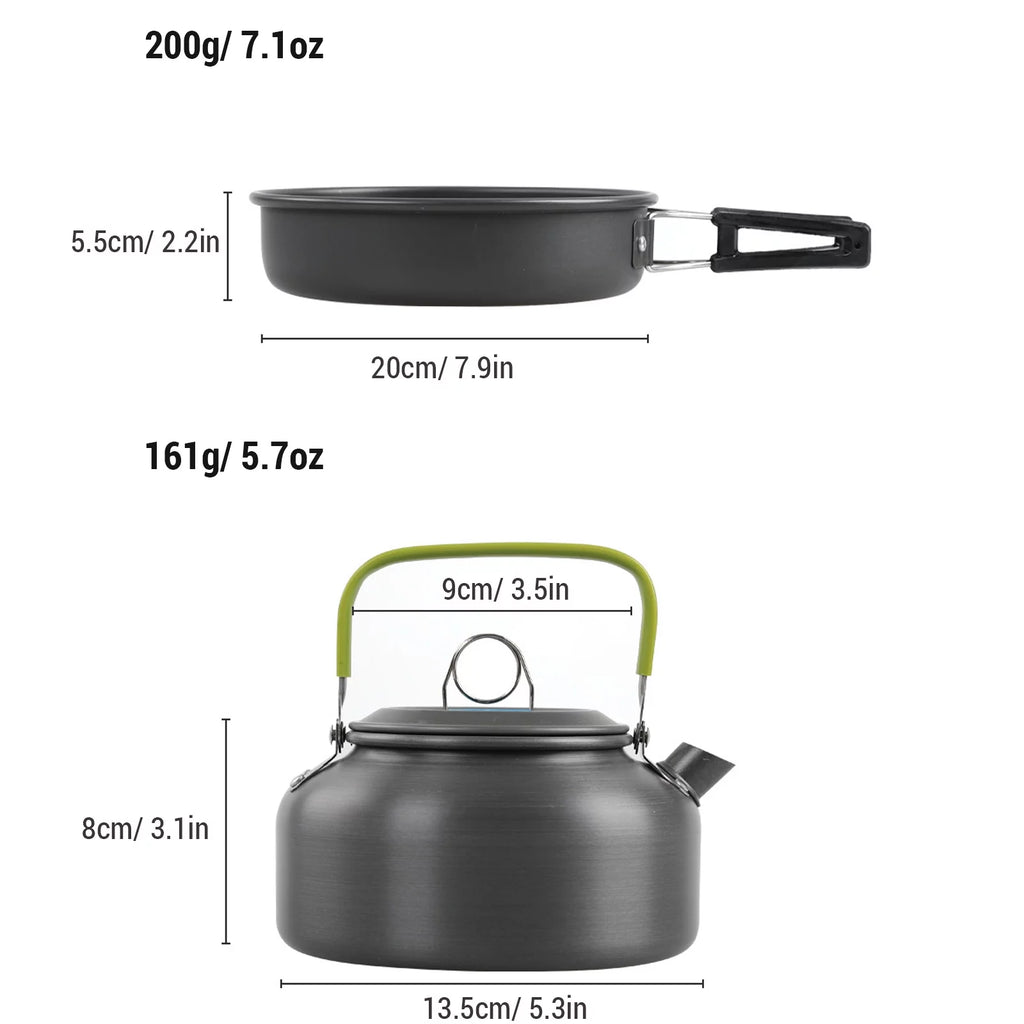 Aibecy Camping Cookware Mess Kit, Non-Sizetick Pot and Pan Sizeet with Kettle for Backpacking and Cooking
