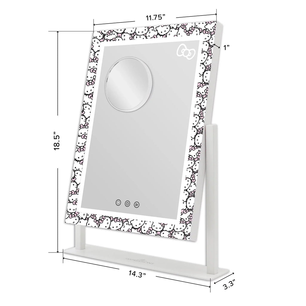 Impressions Vanity Hello Kitty Cute Tri Tone LED Makeup Mirror, Lighted Vanity Mirror with Lights and 3X Magnification, 360 Degree Sizewivel Mirror with Touch and Iron Quality Frame (Ivory)