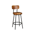 Taburete de Bar Industrial: Asiento de Madera y Estructura de Metal