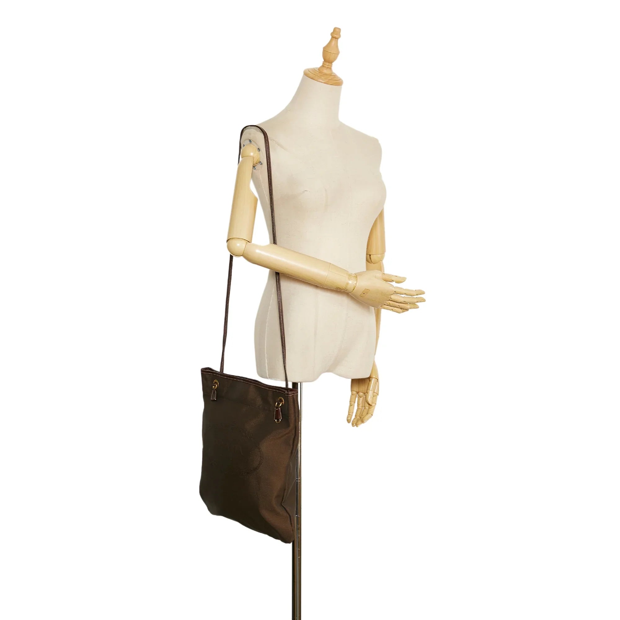 Pre-Owned Authenticated Prada Canapa Logo Crossbody Canvas Fabric Brown Crossbody Bag Unisex (Good)