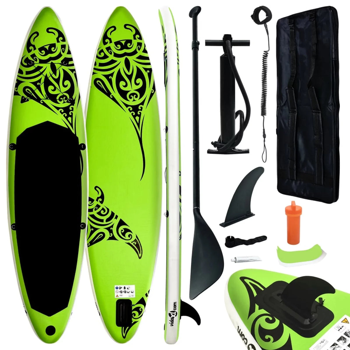 Carevas Inflatable Paddleboard Sizeet 126"x29.9"x5.9" Green