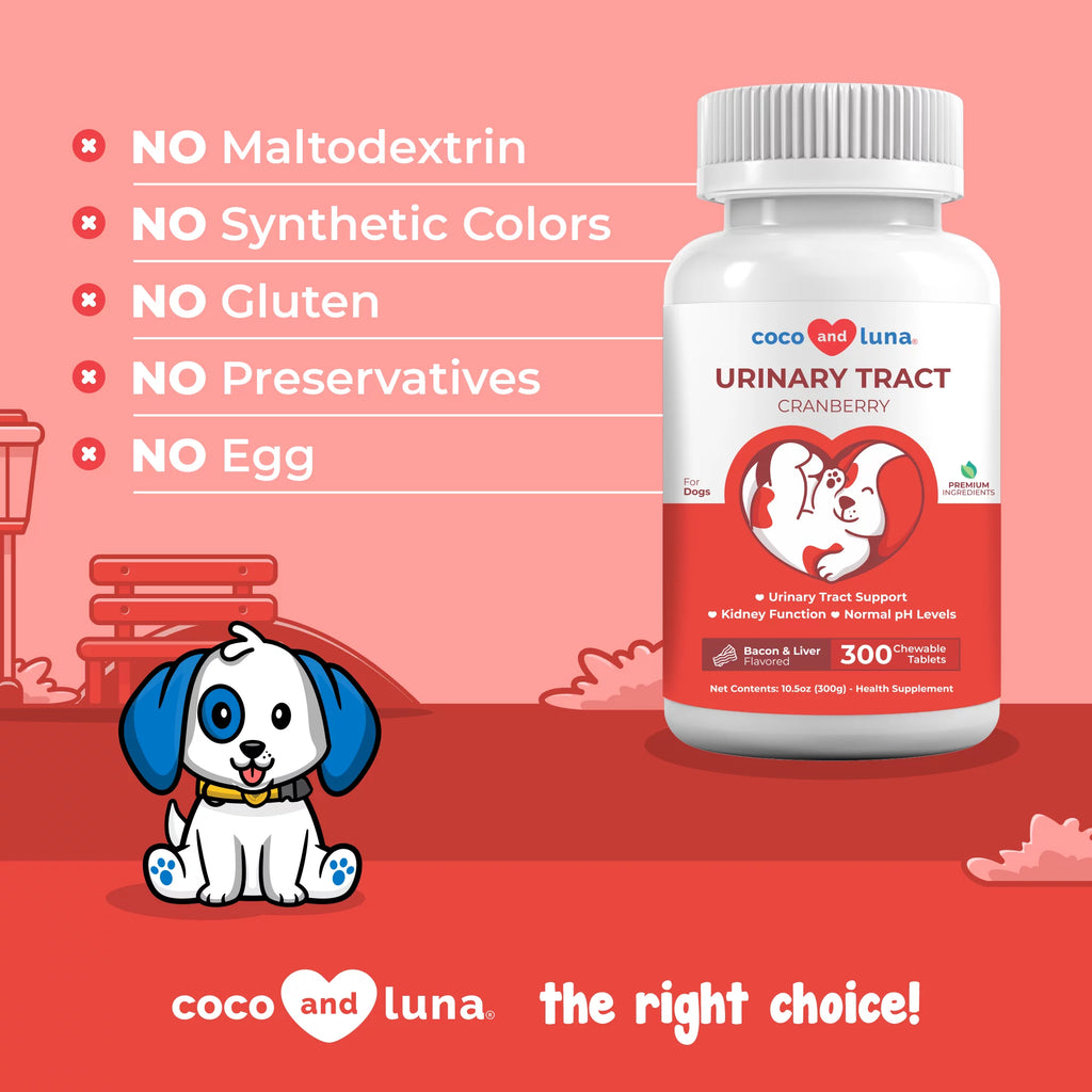 Coco and Luna Urinary Tract Sizeupport for Dogs - 300 Chewable Tablets