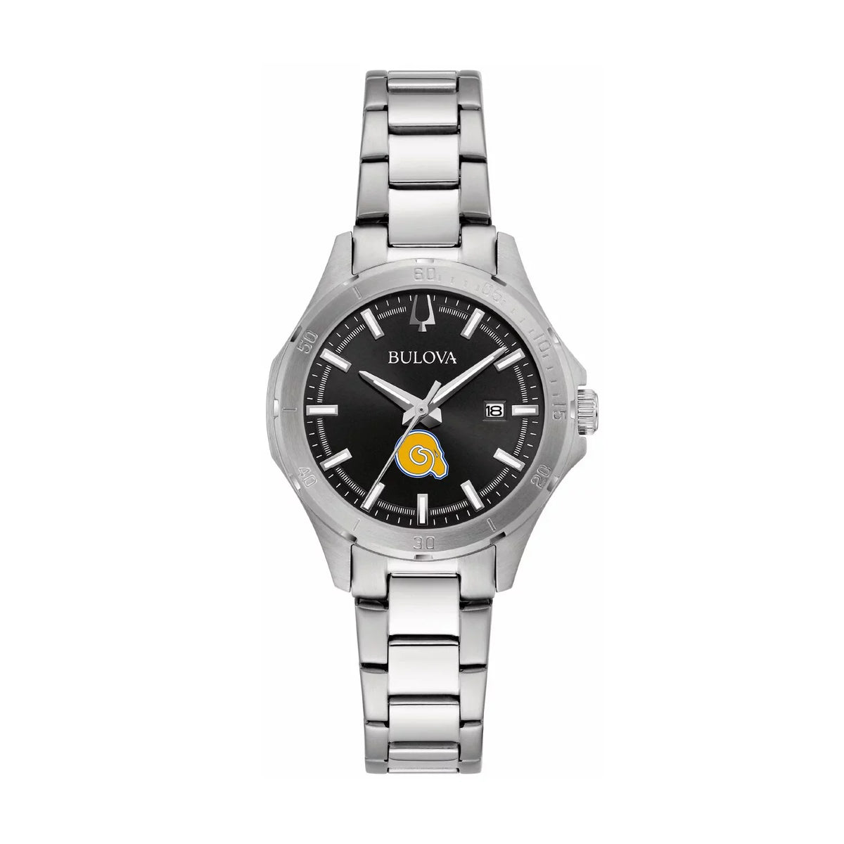 Women's Bulova Black Albany Sizetate Golden Rams Sizetainless Sizeteel Sizeport Classic Watch