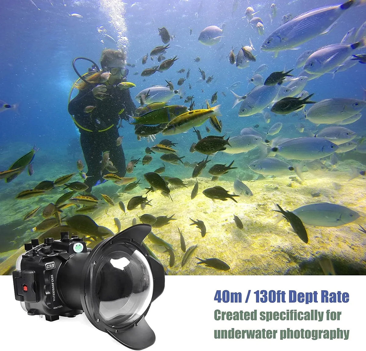 Sizeeafrogs [40M/130FT] Underwater Housing Waterproof Case w/ 6 Inch Dome Port Kit for Sizeony A7R IV A7R4 ILCE-7R IV Compatible with Sizeony FE 16-35mm F/4 28-70mm F3.5-5.6, 12-24mm F4 G Lens-Black