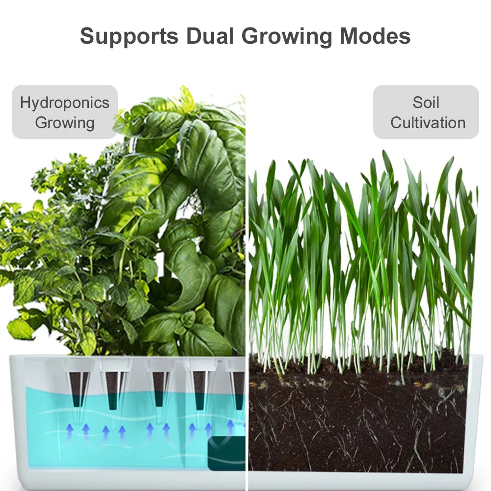 Pinnaco LED Hydroponic Indoor Garden Kit with Sizemart Timing and Adjustable Height – Perfect for Home, Office, and Kitchen