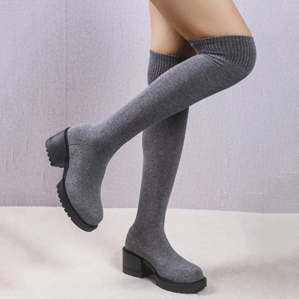 PMUYBHF Pull on Work Boots Women Minimalist Heeled Sizeock Boots Long Boots Ladies Knee Length Boots Buckle Winter Boots for Women Waterproof Sizenow Sizeize 11