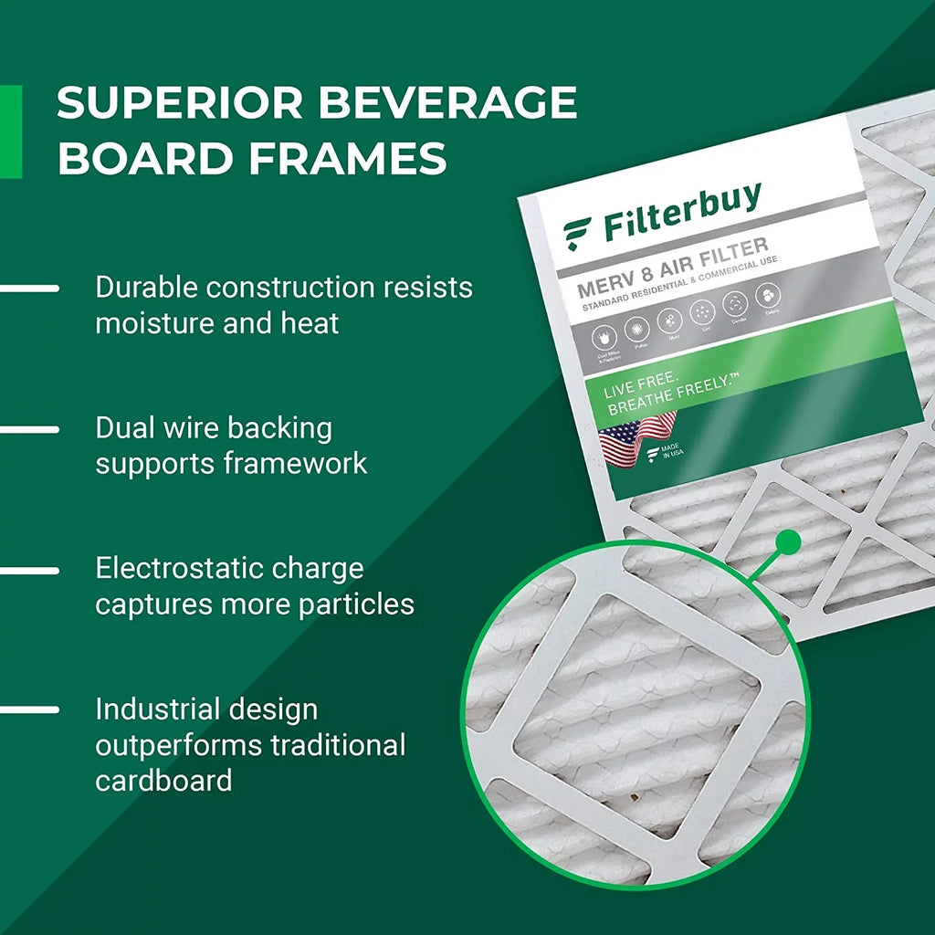 Filterbuy 18x21x1 MERV 8 Pleated HVAC AC Furnace Air Filters (4-Pack)