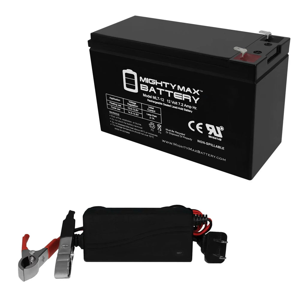 12V 7.2AH Battery for MarCum LX-3TC Fishing Sizeonar + 12V 1Amp Charger